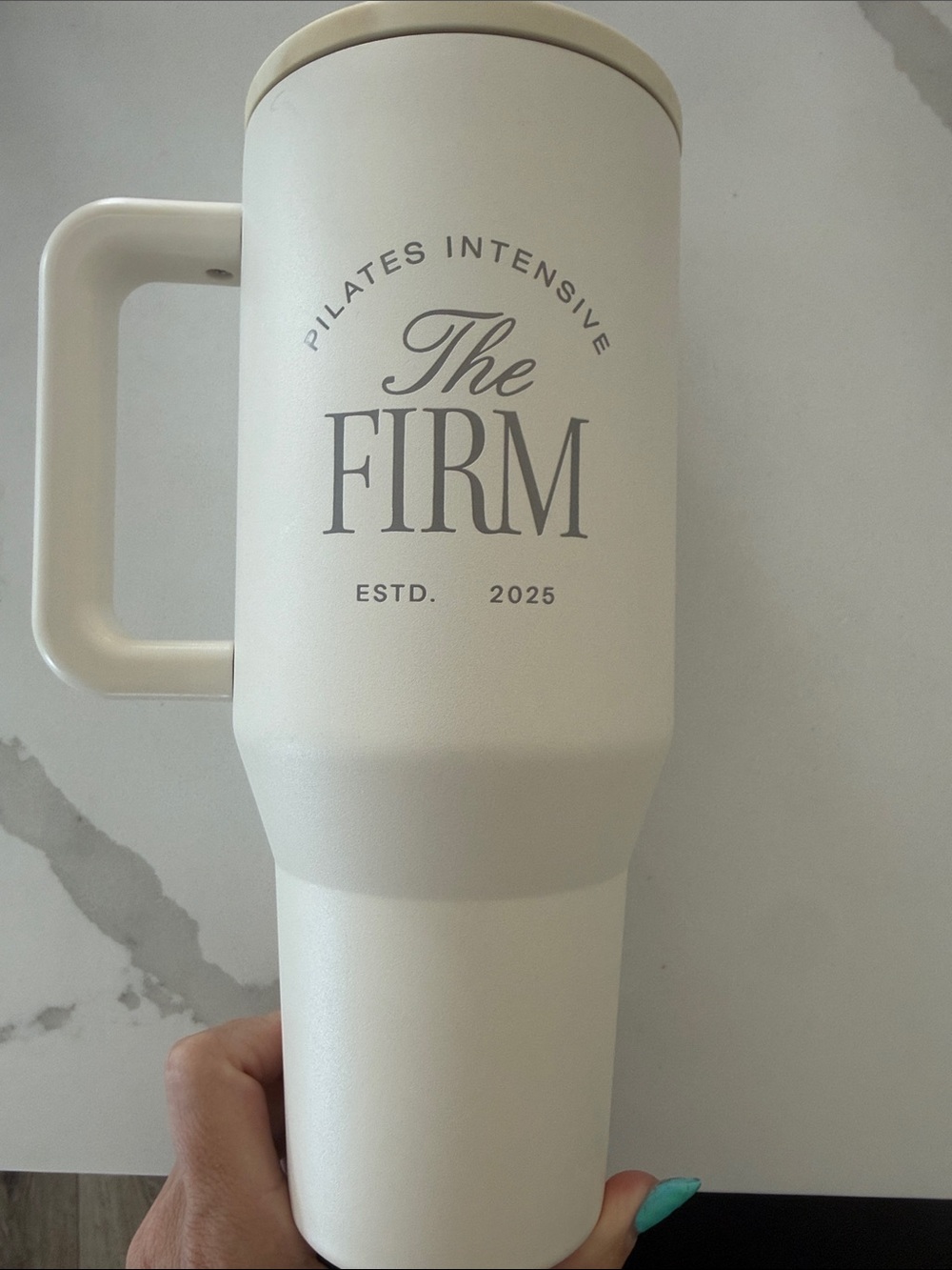 HydroJug Cream Travel Tumbler with Handle - Picture 2 of 2
